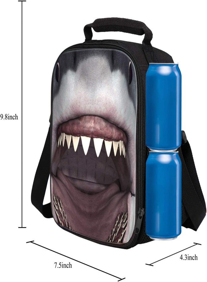 7-Mi KIds Insulated Lunch Bags For Food Children 3D Shark Lunch Tote Box Meals With Shoulder Adjustable Strap And Water Bottle Holder - Image 2